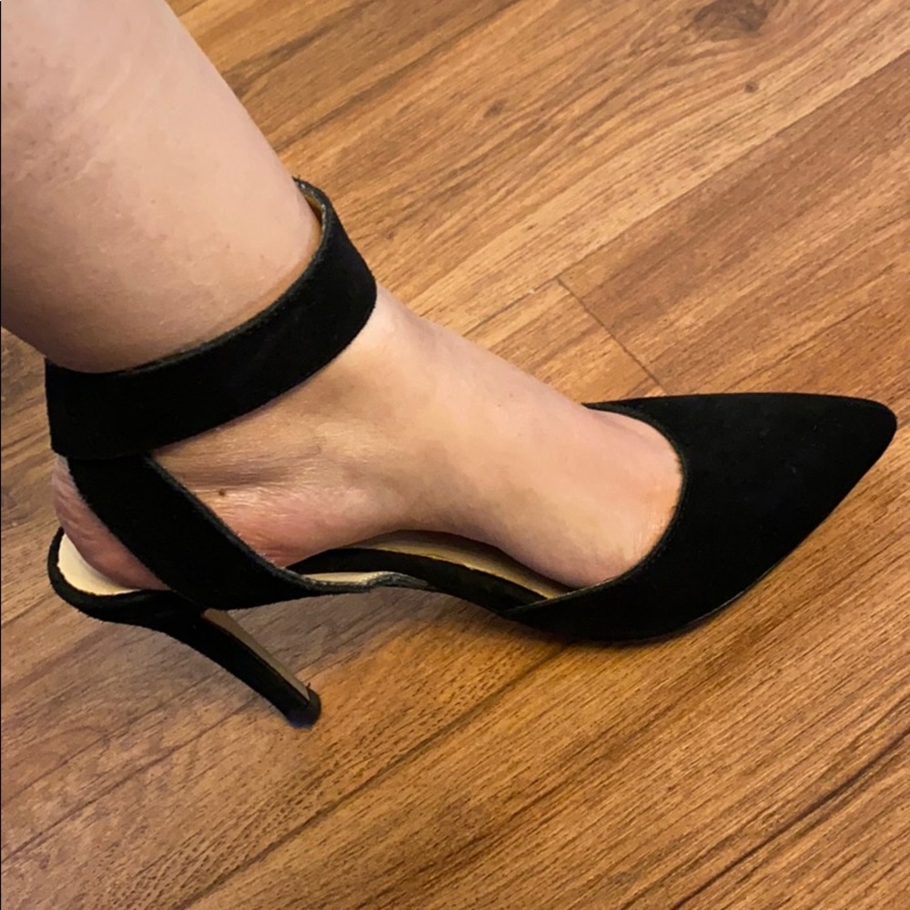 Black Suede Pointed Toe Heels